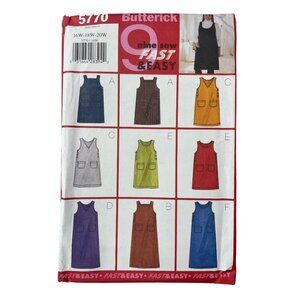 Butterick 5770 Jumper Sewing Pattern Sizes 16W-18W-20W Easy Multi View Vintage
